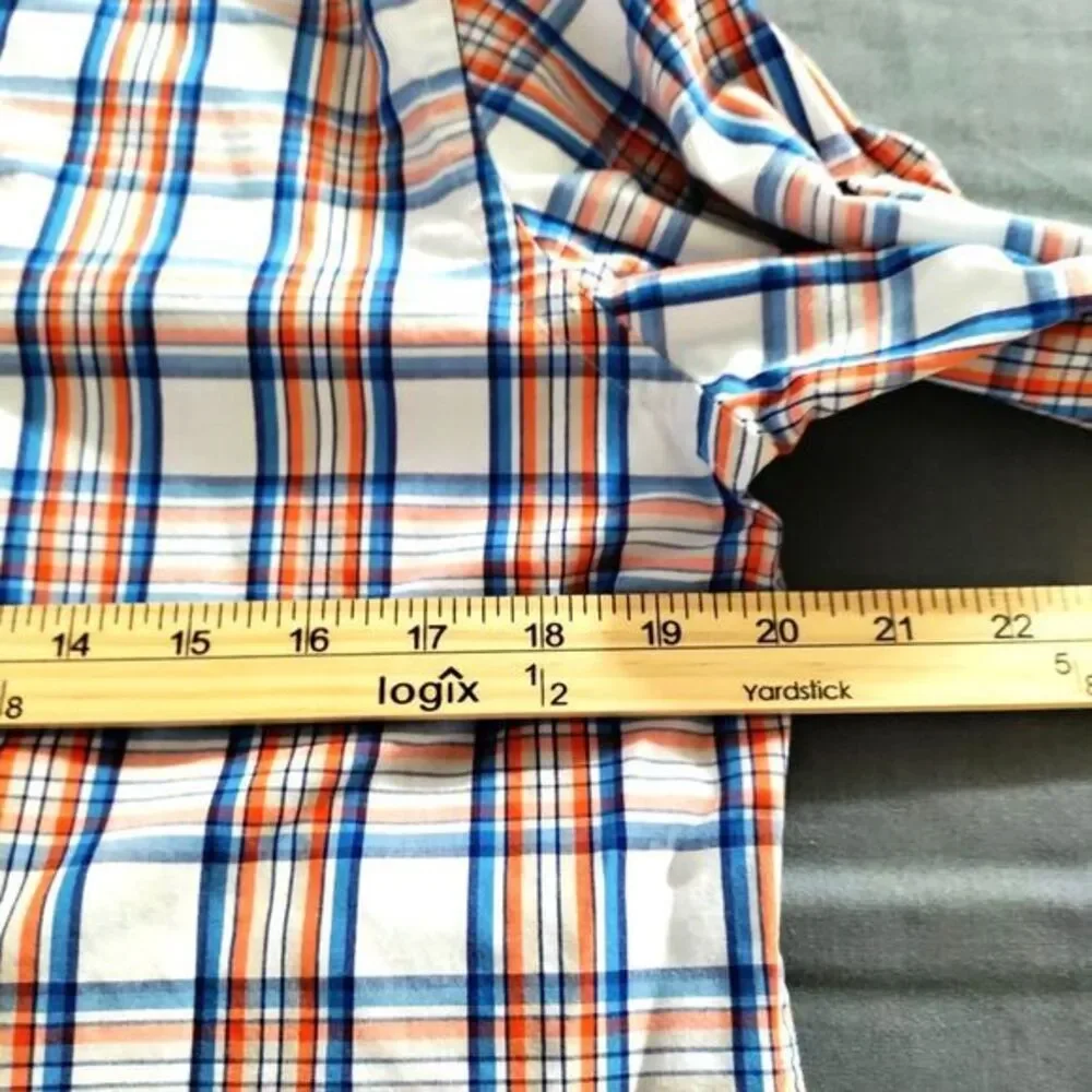 Banana Republic Men‎ M Blue Check Tailored Fit Long Sleeve Button Up Shirt Retro